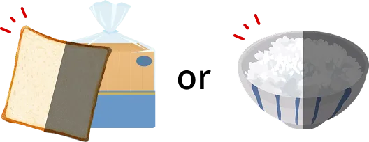 トーストで半分、ごはんで半分